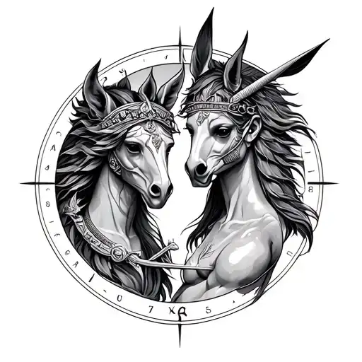 Libra And Sagittarius Combined tattoo design idea