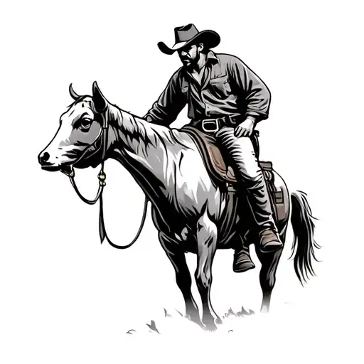 cowboy on a ranch with cattle brand tattoo design idea