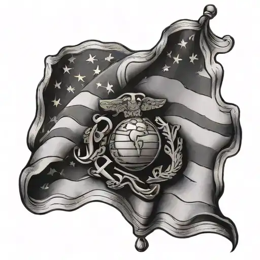 marine Corps us flag waving tattoo design idea
