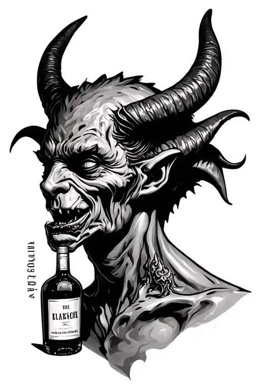 devil and alcohol addiction demons killing me slowly tattoo design idea