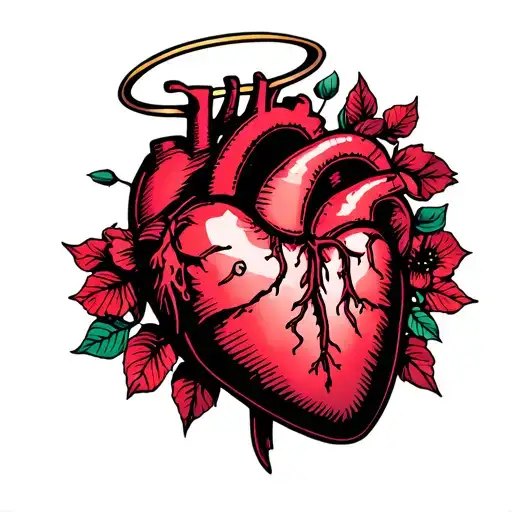 Heart with halo written James in 23-03-79 / 02-04-15 and time 9:48 am tattoo design idea