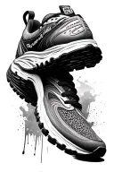 A running shoe with the words "They will run and not grow weary; Isaiah 40:31" inside tattoo design idea