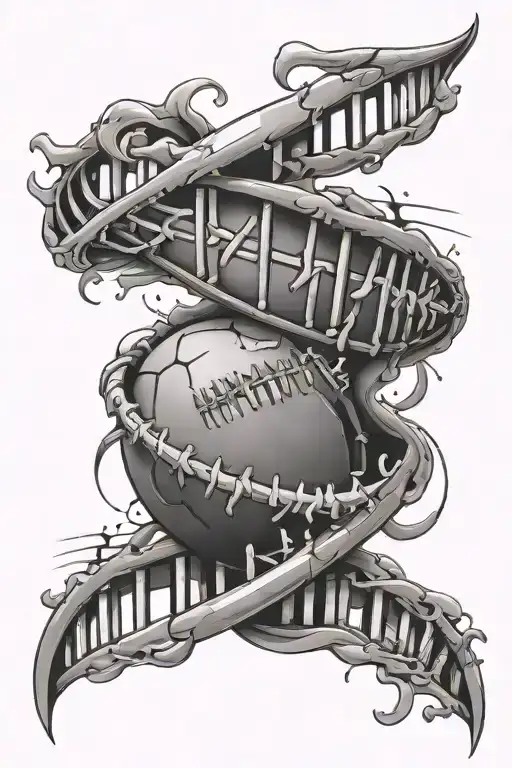 DNA strand with football tattoo design idea