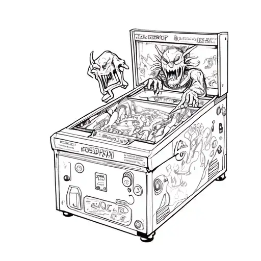 possessed pinball monster machine tattoo design idea