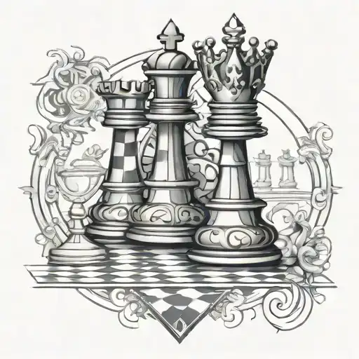 3d chess king piece aesthetic tattoo design idea