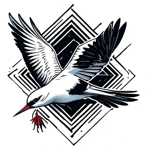 arctic tern bird flying geometric design background, fineline tattoo, more like contures  tattoo design idea