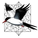 arctic tern bird flying geometric design background, fineline tattoo, more like contures  tattoo design idea