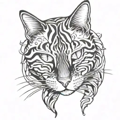 sleeping tabby cat tattoo design idea