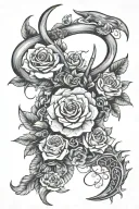 floral antler, rose, water lily, fish hooks, bow and arrow  tattoo design idea