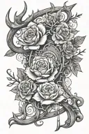 floral antler, rose, water lily, fish hooks, bow and arrow  tattoo design idea