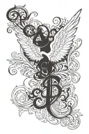  I want to generate the image of a tattoo on the left arm that says [ Angel D ] in cursive font the size of the entire f tattoo design idea