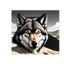 Wolf on a sand watch tattoo design idea
