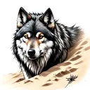 Wolf on a sand watch tattoo design idea