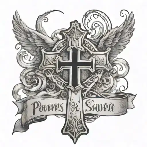 Proverbs 22:4 in Cursive with a cross behind it tattoo design idea