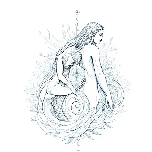 Aquarius and libra Mixed  tattoo design idea