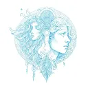 Aquarius and libra Mixed  tattoo design idea