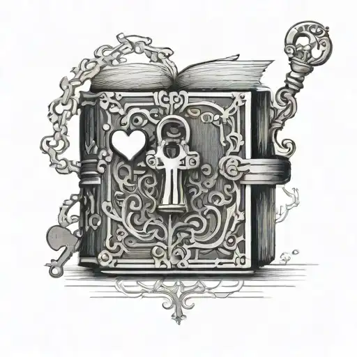 Incorporate a detailed book with a heart-shaped lock and key, symbolizing the love for teaching and knowledge tattoo design idea