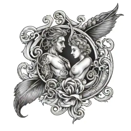 d and j into a m joined together tattoo design idea