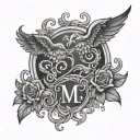 d and j into a m joined together tattoo design idea