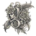 d and j into a m joined together tattoo design idea