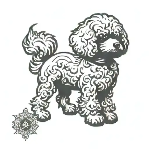 bichon frise dog silhouette inside tattoo design idea