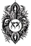 Create tattoo design that combines the symbols of Sagittarius as a father, Scorpio as a mother, and Cancer as a daughter tattoo design idea