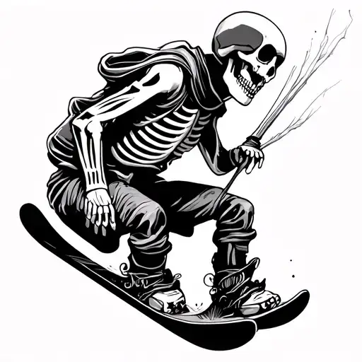 snowboarding skeleton tattoo design idea