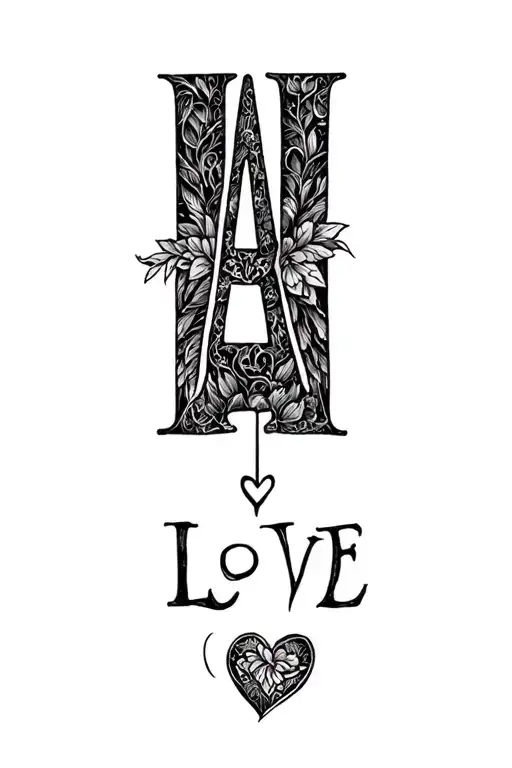 Small letter A with love bible verse i love you tattoo design idea