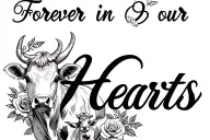 "Forever in our Hearts "  "  " diamonds and roses cow and baby cow  tattoo design idea