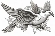 dove with clouds and rays of light shining tattoo design idea