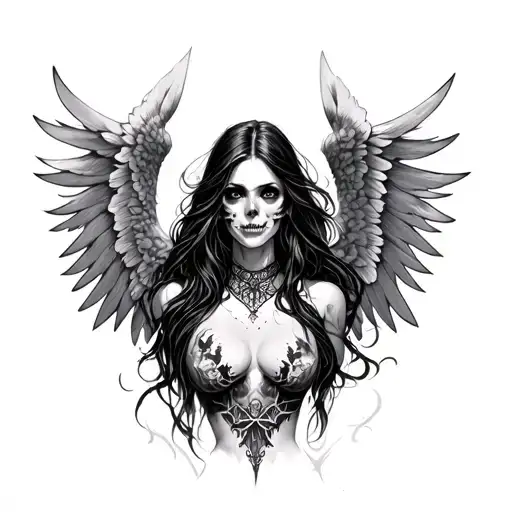 samael female death angel tattoo design idea