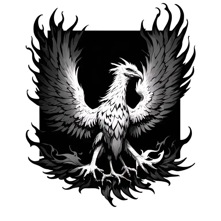 phoenix in flames tattoo design idea
