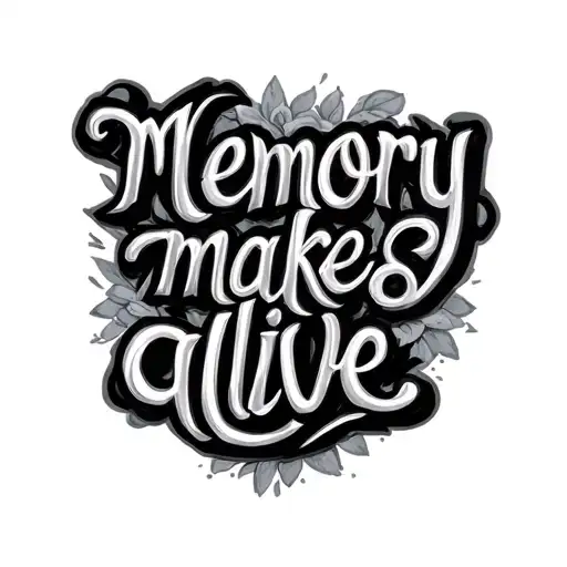 "Memory makes alive" writimg tattoo design idea