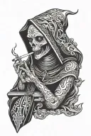 evil/holy nun smoking tattoo design idea