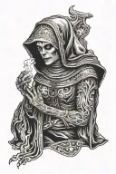 evil/holy nun smoking tattoo design idea
