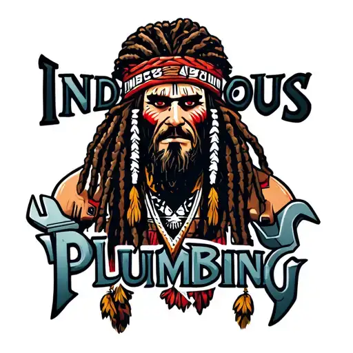 "Indigenous Plumbing " dreadlock painted face Native American plumber using wrench  tattoo design idea