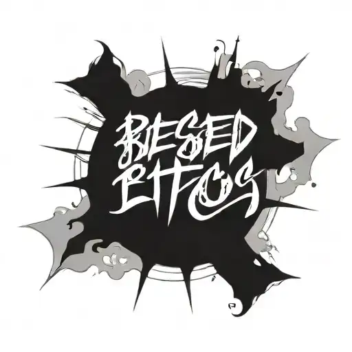 draw me a sketch for a tattoo with the inscription blessed and a gray city where chaos occurs tattoo design idea