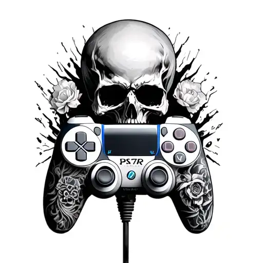 death ps5 controller tattoo design idea