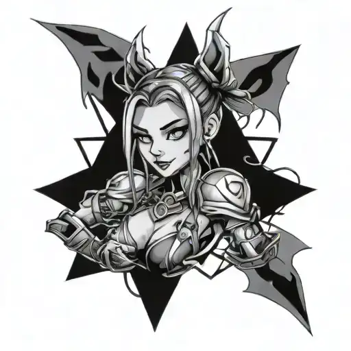 jinx from arcane league of legends tattoo design idea