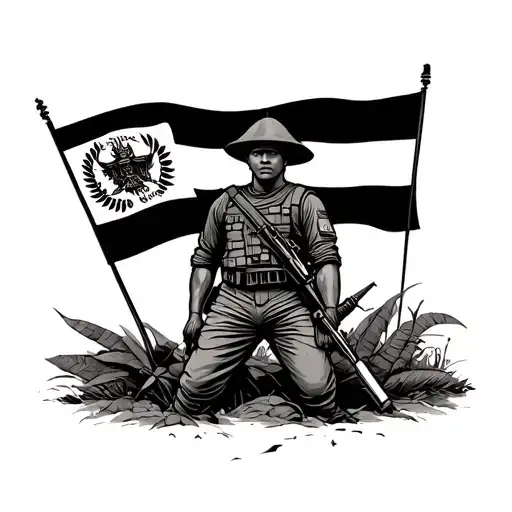 soldier Cambodia and with flag downward spiral tattoo design idea