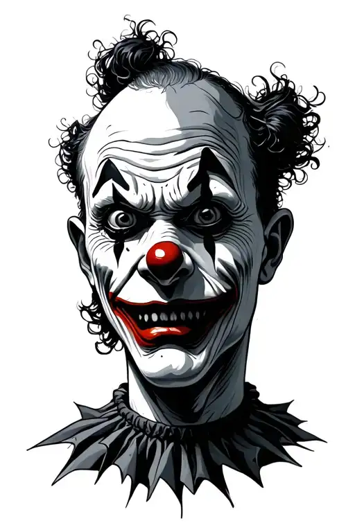 sad terrible clown with lines minimalism tattoo design idea