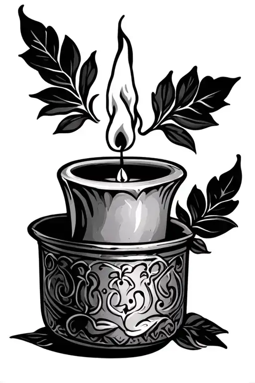 Spanish colonial candle burning tattoo design idea