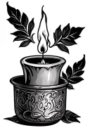 Spanish colonial candle burning tattoo design idea