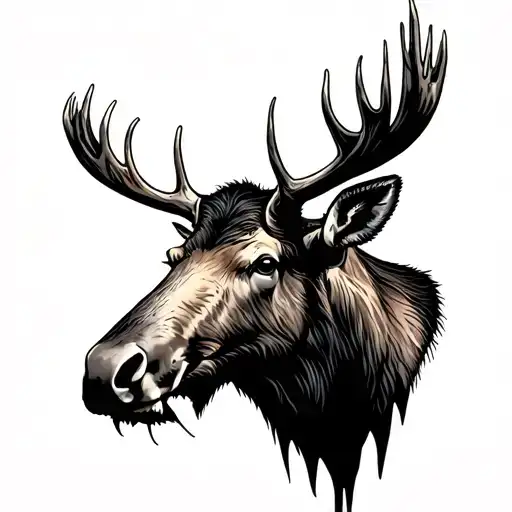 moose head tattoo design idea