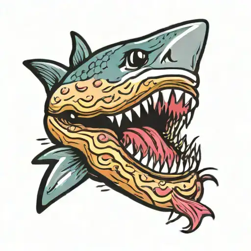 shark eating donut tattoo design idea