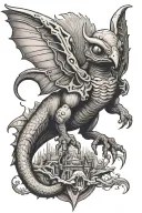 mothman dinosaur tattoo design idea