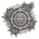 Aztec calendar and Filipino sun mixed tattoo design idea
