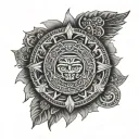 Aztec calendar and Filipino sun mixed tattoo design idea