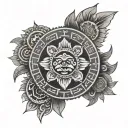 Aztec calendar and Filipino sun mixed tattoo design idea