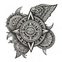 Aztec calendar and Filipino sun mixed tattoo design idea